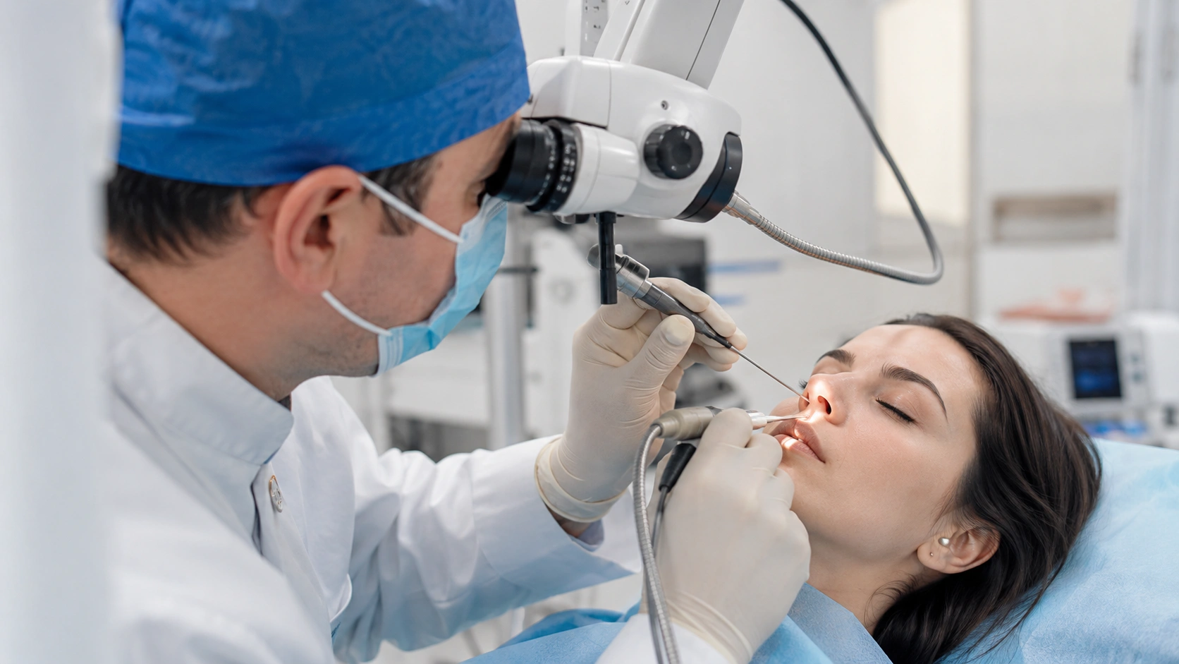 Nasal endoscopy used to evaluate recurring nosebleeds