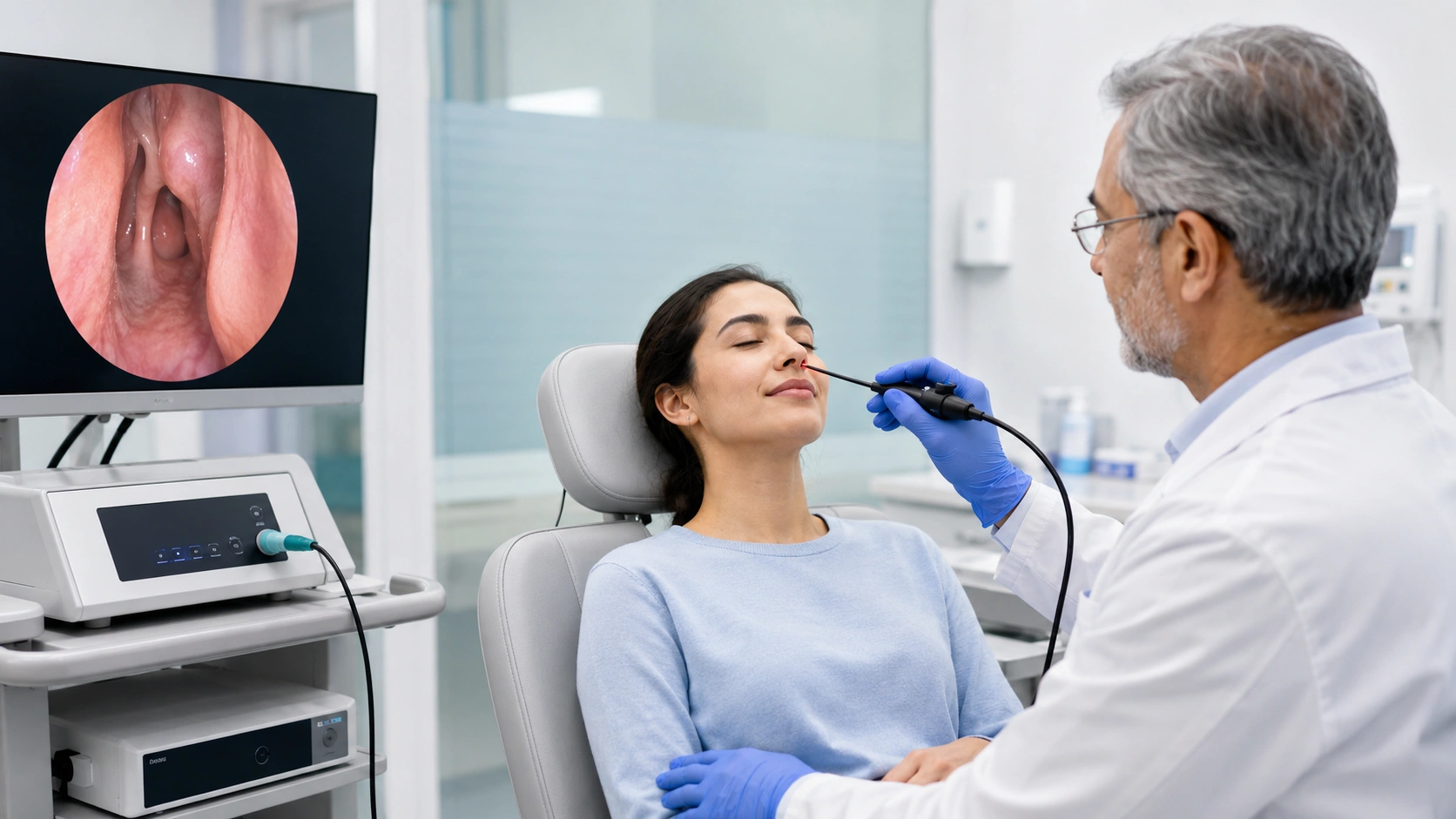 Nasal endoscopy for sinusitis evaluation
