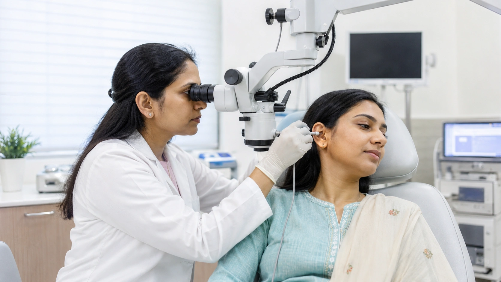 ENT microscope examination for ear infection