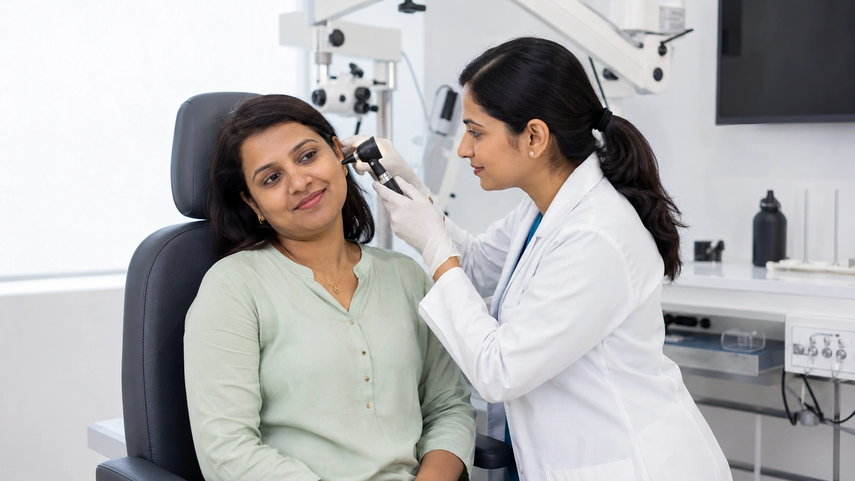 Otoscope examination for ear infection
