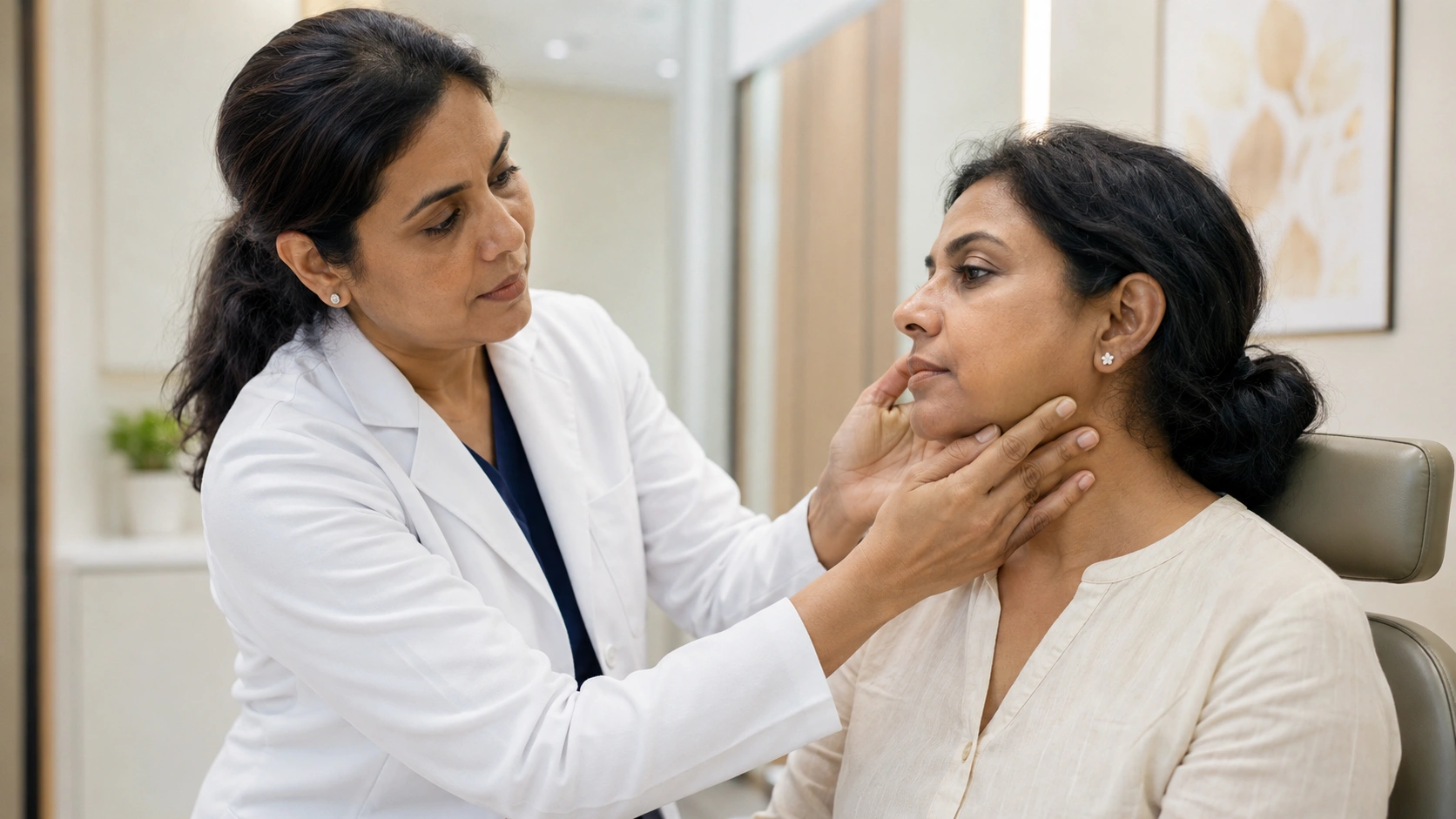 Facial examination for parotid gland evaluation