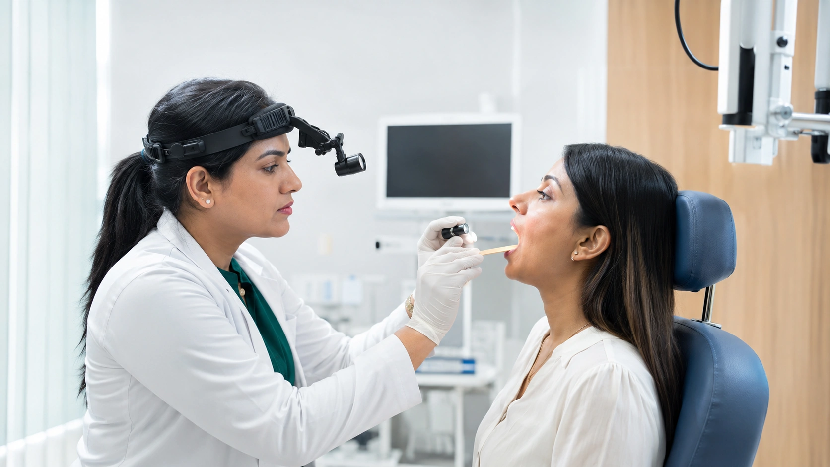 Throat examination for tonsil and adenoid concerns