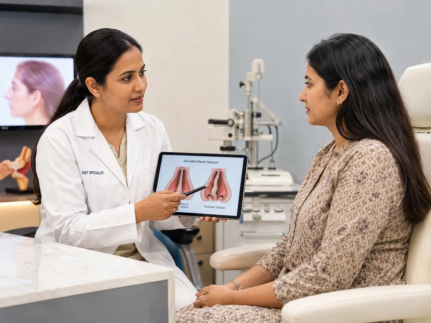 Assessment of a deviated nasal septum
